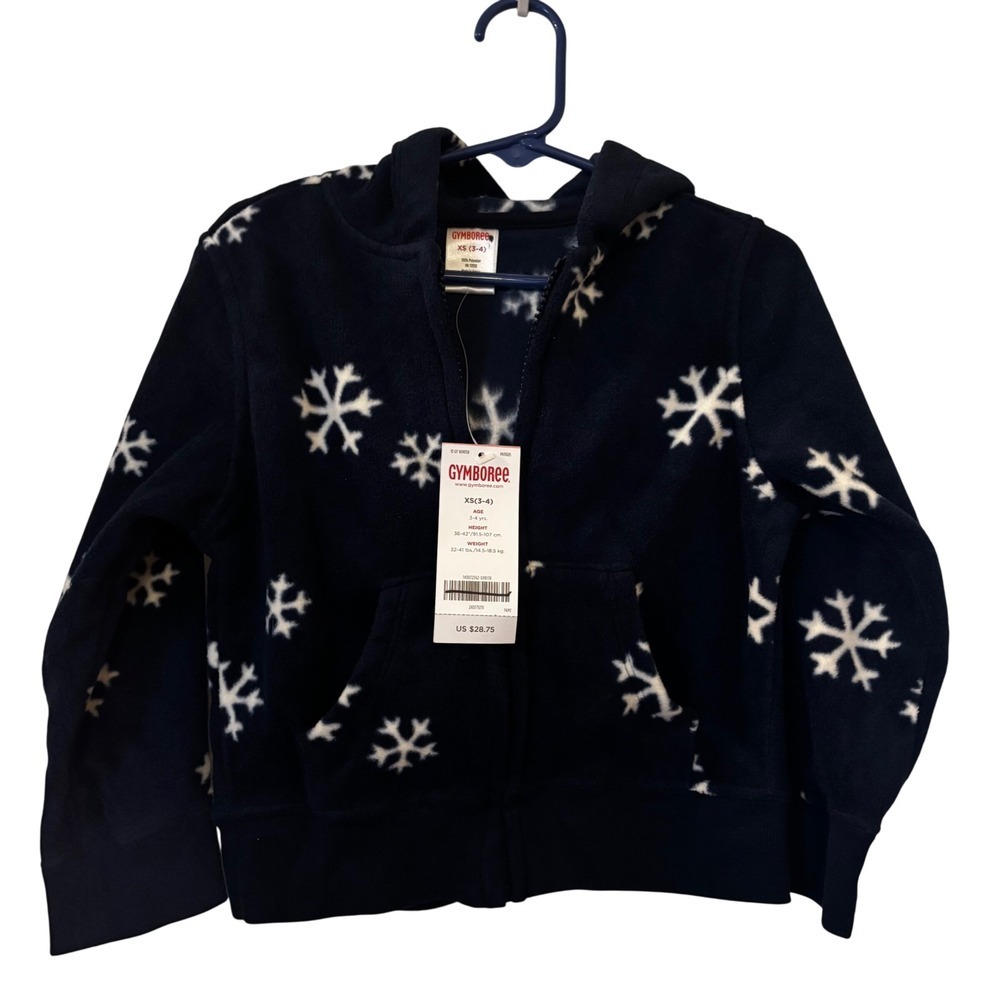 Gymboree Girls Hoodie‎ Jacket Sz XS 3T 4T NWT Navy Blue White Snowflakes